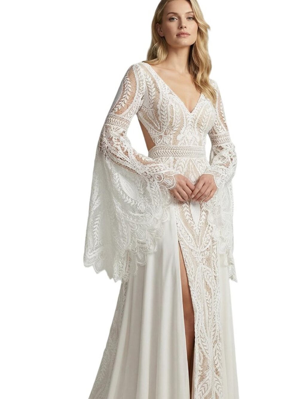 Ayervici Bohemian Lace Wedding Dress Women’s Size 12 Off White Bridal Gown